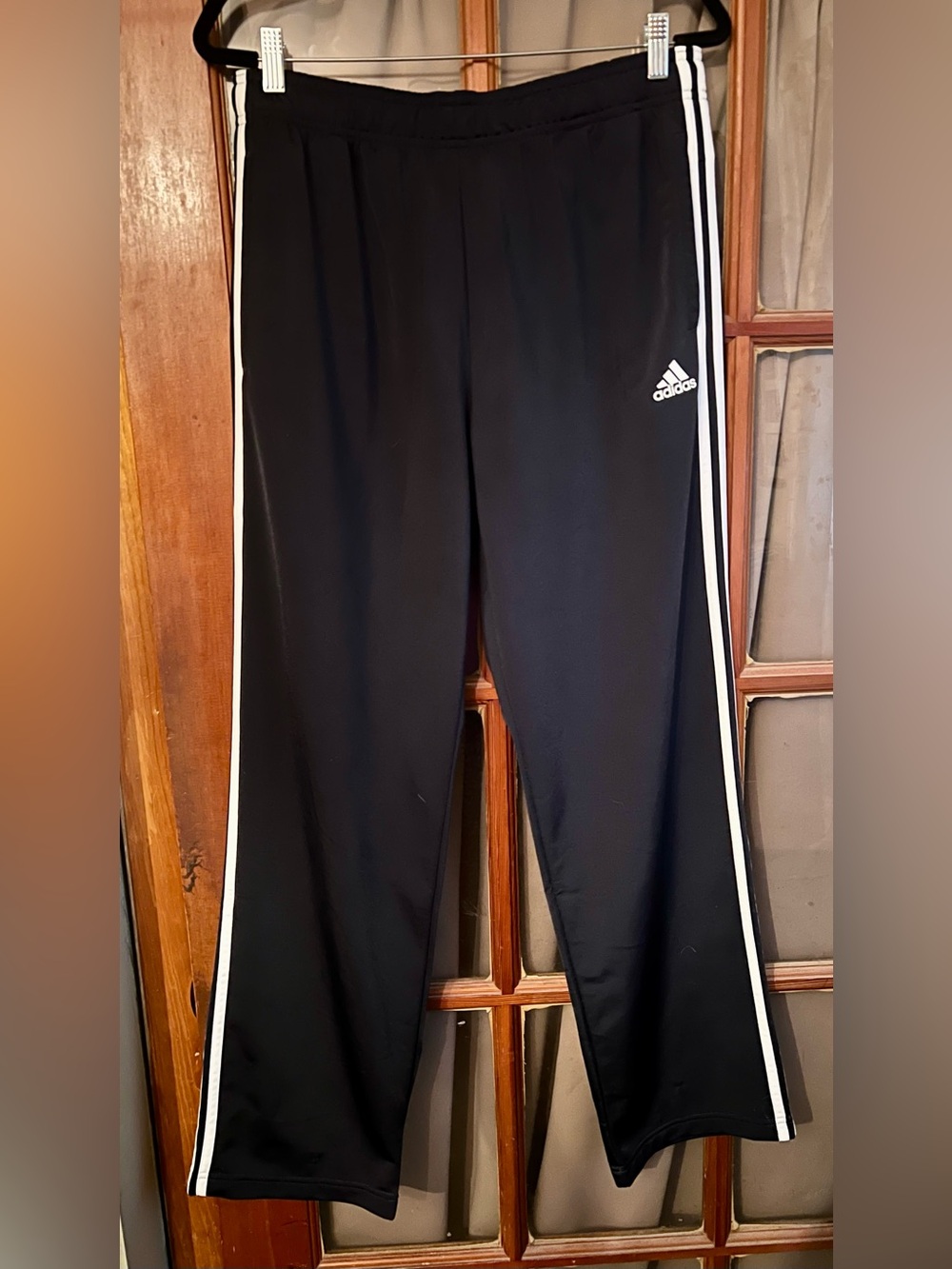 Adidas Men’s Primegreen Essentials Warm-Up Track Pants Open Hem Navy Large